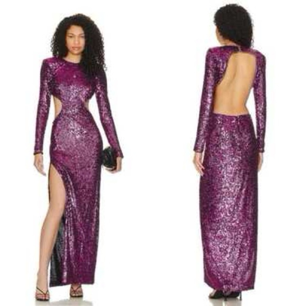 REVOLVE Purple Sequin Backless Dress